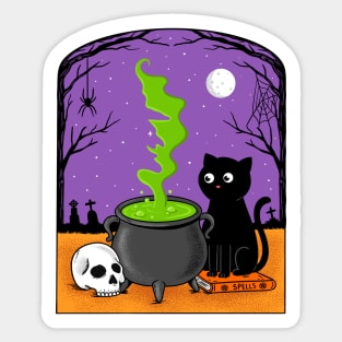 Cat and Witch Sticker